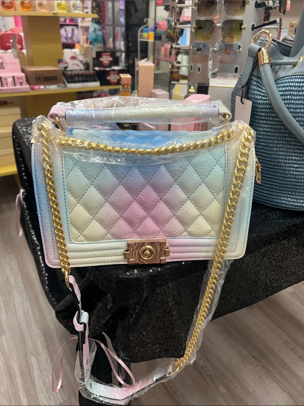 Pastel Quilted Chain-Handle Shoulder Bag - Multi